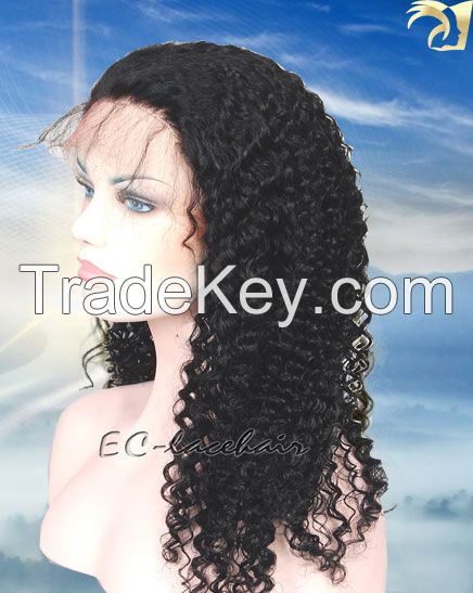 Wholesale Virgin Indian Brazilian Human Hair Kinky Culy Full Lace Wigs, Cheap Price