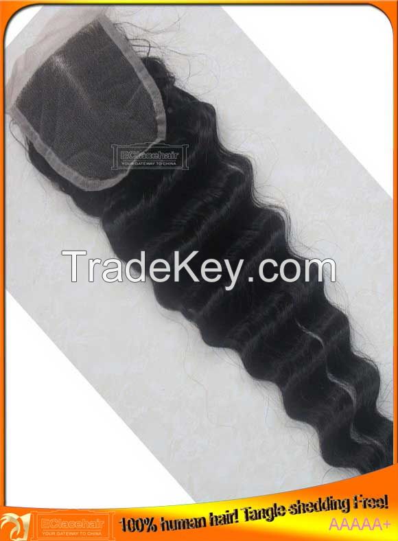 Indian Brazilian Virgin Human Hair Lace Top Closures in stock, wholesale price, hair company