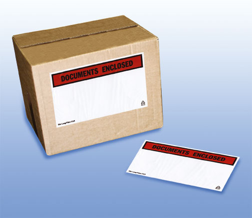 "Document Enclosed" self adhesive envelopes