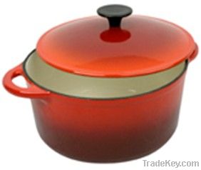 4L round cast iron enamelled casserole with bakelite knob