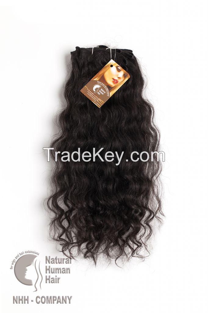 Uzbek 100% natural wavy/curly weft hair