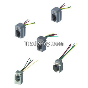 Wire Cable Harness with Cat 5 Modular Jack Plug to Stripped Wire for Communication, RoHS-compliant