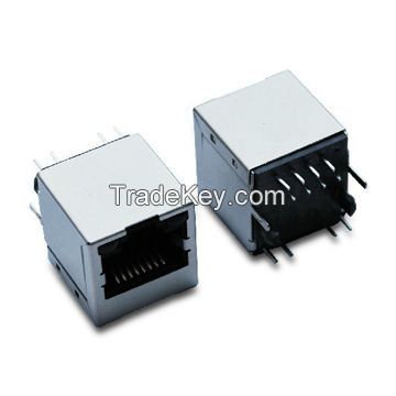 RJ45 Shield Jacks with Transformer, LED and Vertical Type, 0 to 70Ã‚Â°C Operating Temperature