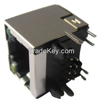 RJ45 Jack, Side Entry, Full Shielded with LED, with EMI