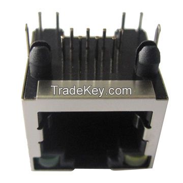 RJ45 Jacks, Side Entry, Full Shielded with LED with EMI, 40m   Contact Resistance