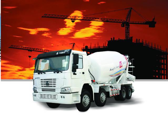 mounted concrete mixing truck