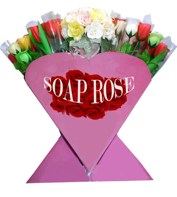 Scented soap rose/soap flower with stem in stand/valentine's gift