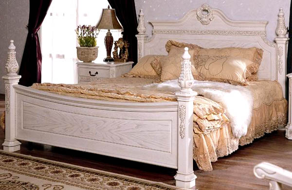 wood bed, bedroom furniture