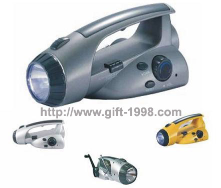 Flashlight, outdoor lighting, flashlight with FM radio, Alternator Dynamo