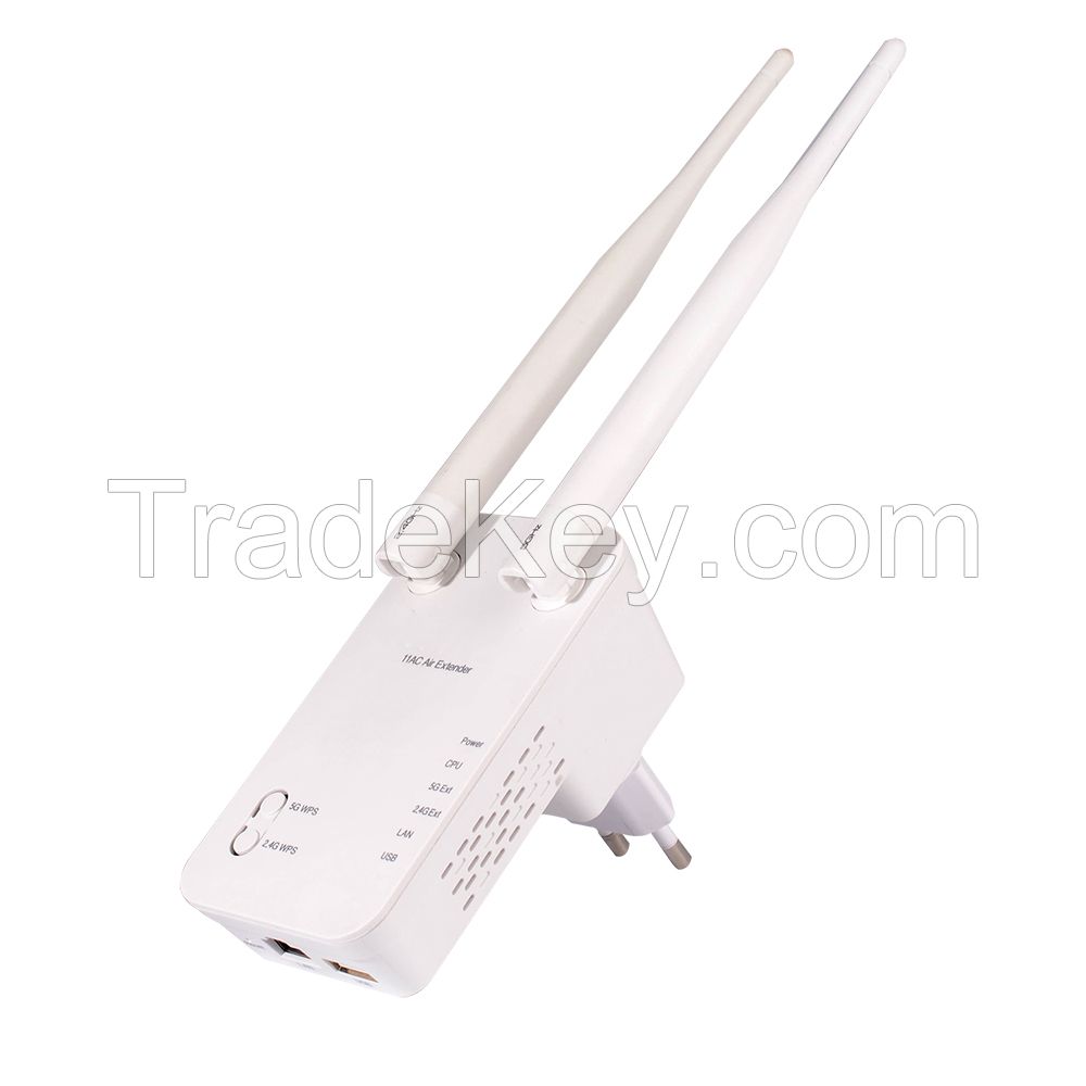 Dual band AC750Mbps wireless repeater extender