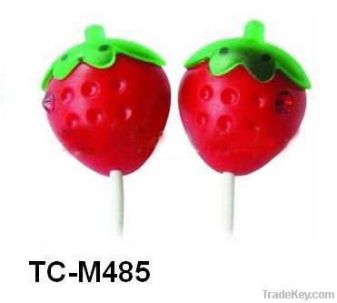 lovely strawberry fruit earphone