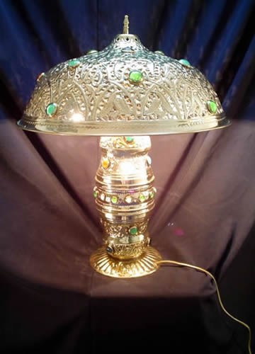 Tall Deco Art Brass Handmade Table Lamp With a Lit Stem