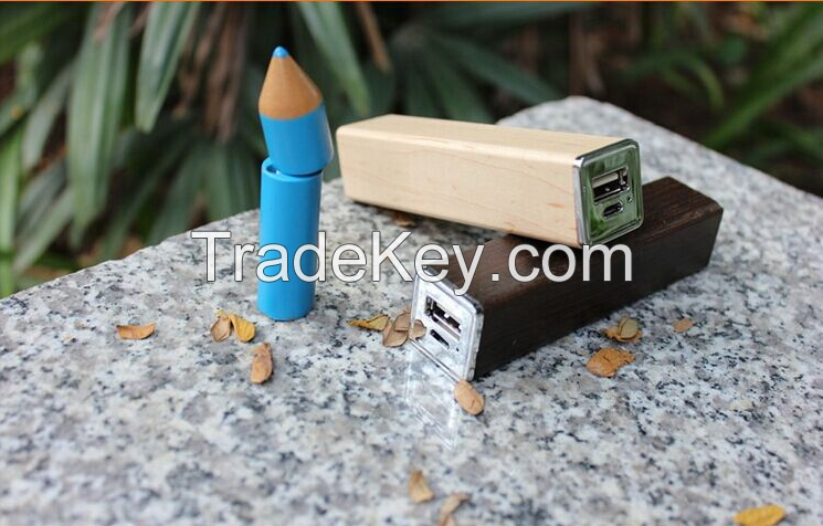Wooden mobile battery power bank with 2000mAh