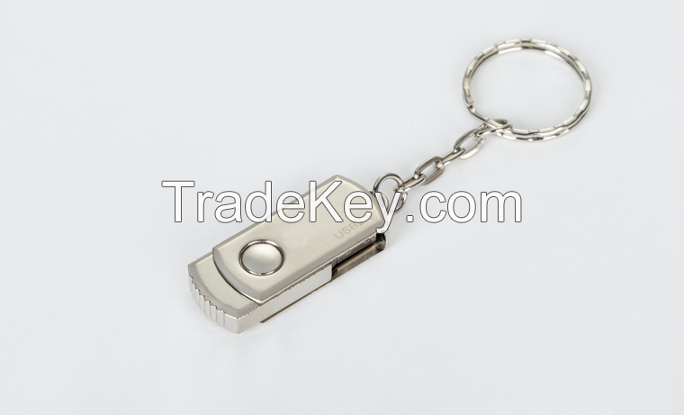 Smart metal swivel USB flash drive pen drive with keychain