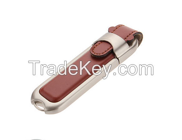 Promotional gift leather USB flash drive pen drive