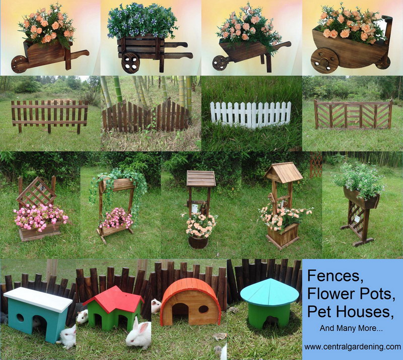Sell Garden Fence, Flower Pot, Wooden Cart, Wooden Stand, Pet House, T