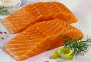 Frozen salmon fillet portion