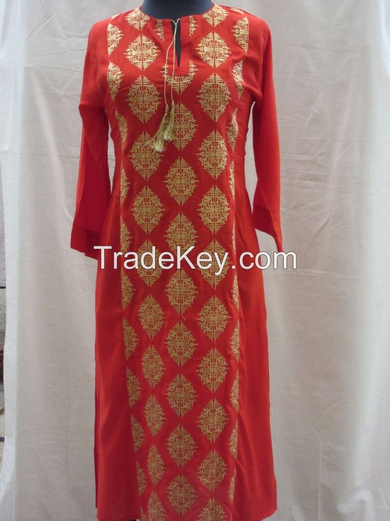 Stylish Wear! Full Embroidered Linen Kurtis 