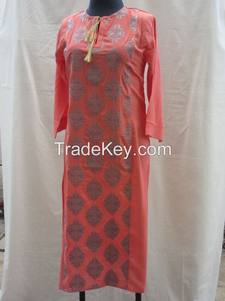 Stylish Wear! Full Embroidered Linen Kurtis 