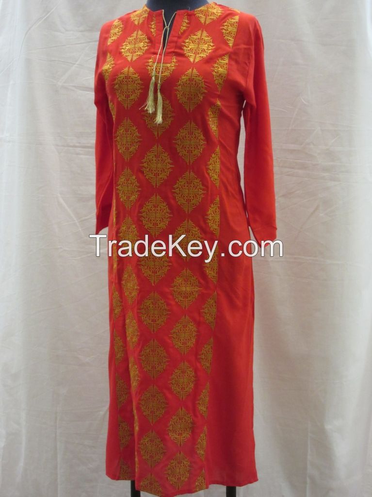 Stylish Wear! Full Embroidered Linen Kurtis 