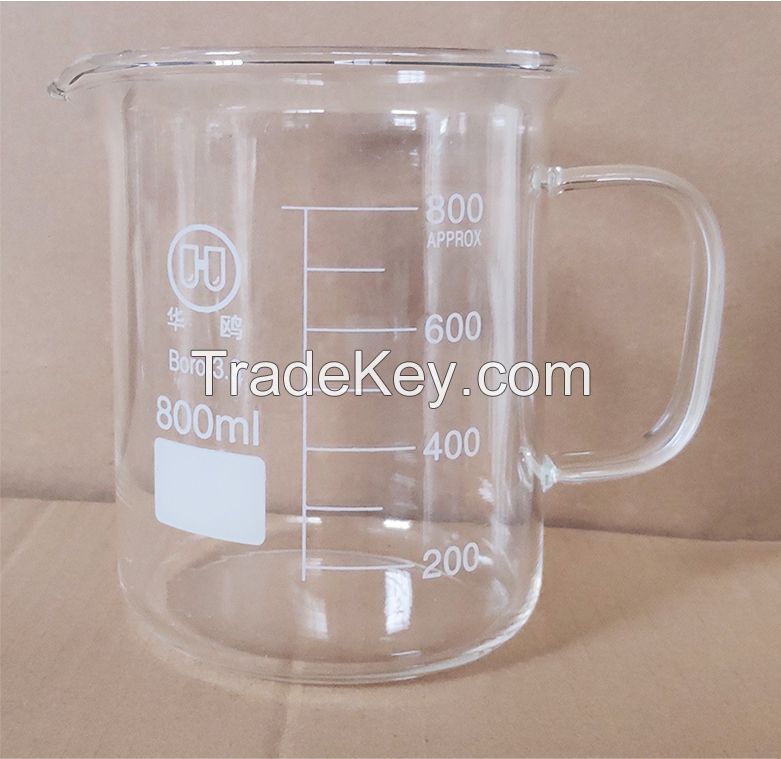 Glass beaker with hand