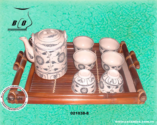 Tea set with bamboo tray