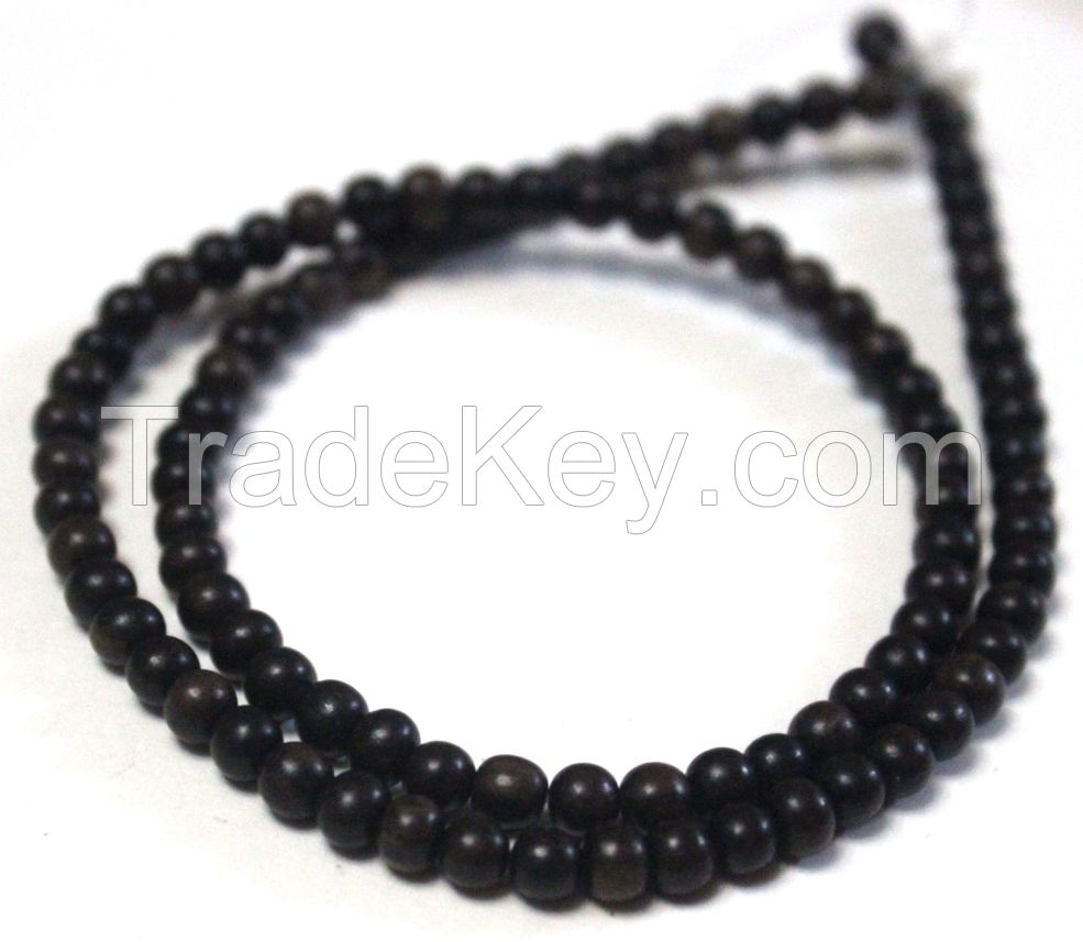 Tiger Ebony 4mm Round Beads