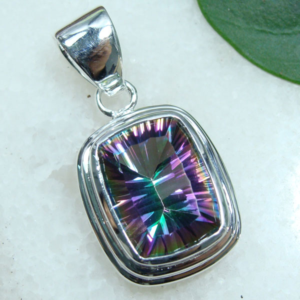 925 sterling silver mystic topaz pendant