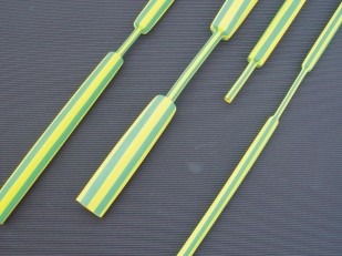 Yellow green striped heat shrinkable tubing 2:1 & 3:1