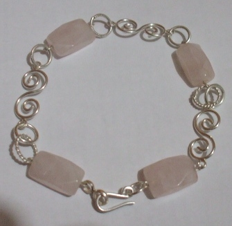 Rose quartz and silver 925 bracelet