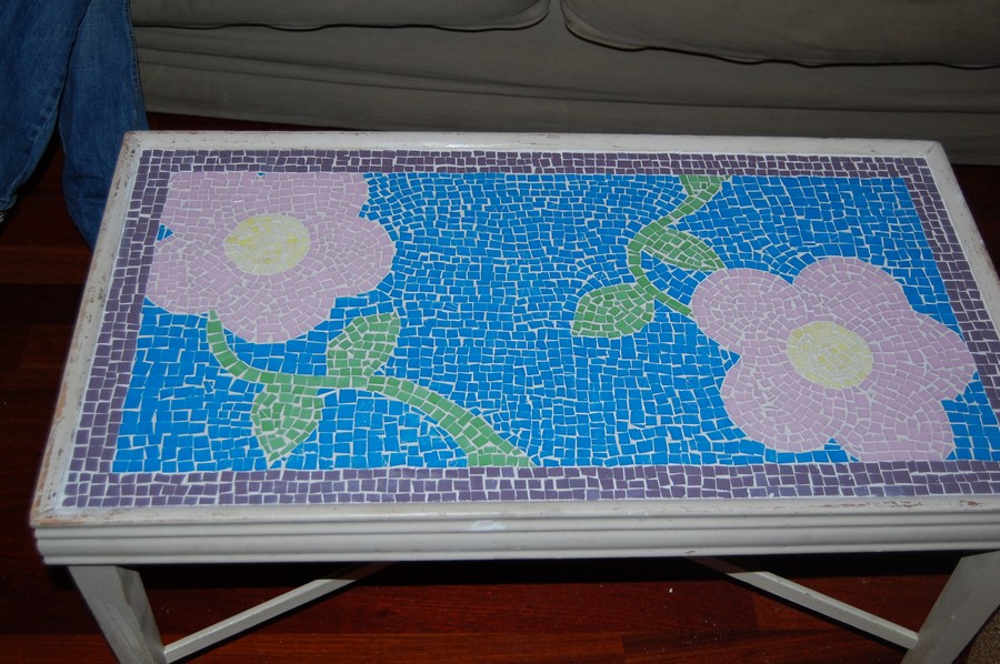 Floral Mosaic Rustic Coffee Table