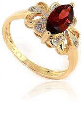 Garnet Marquise Diamonds Ring - 14kt