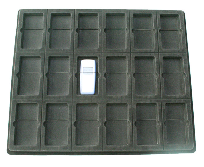 Flocking thermoformed plastic tray