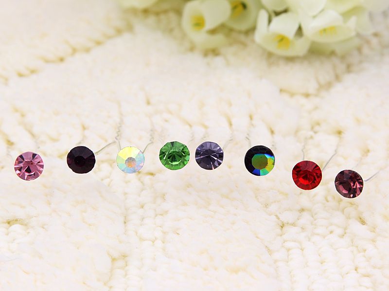 Fashion Silver Plating Color Painting Crystal Wedding Bridal Hairpin