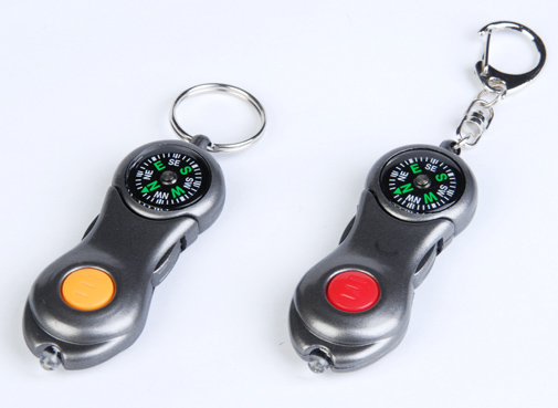 LED keychain with compass