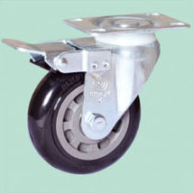 Medium duty mini polyurethane total brake casters(black)