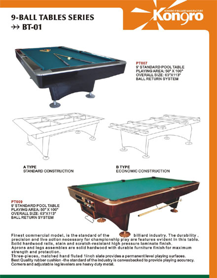 9 Ball Tables Serious- Competition Table