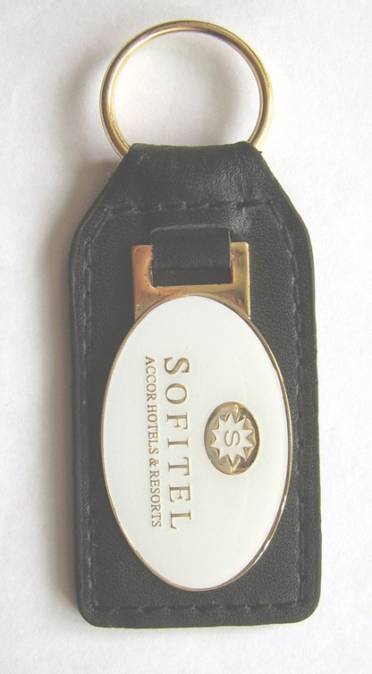 leather key ring with metal emblem