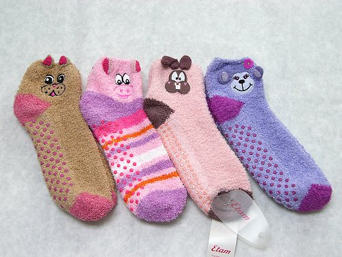 Feather Yarn Socks, Fleece Slipper Socks, Footlet, Toe Socks