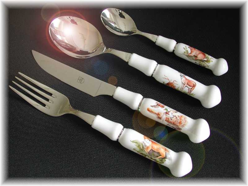 cutlery with porcelain grasp model hunting