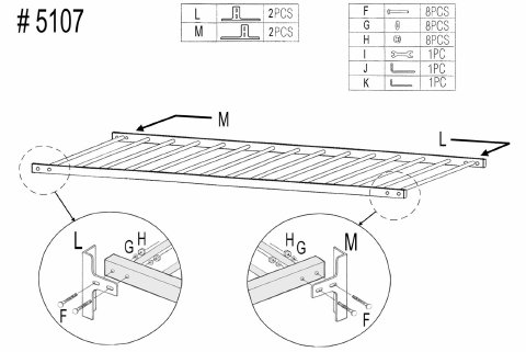 Twin Bolt on Rail Flat Bed Top for Daybeds