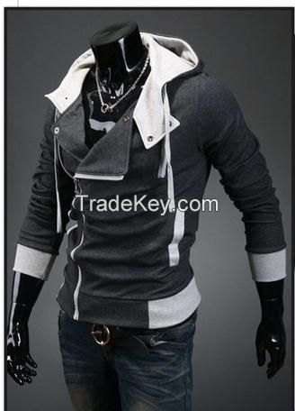 Hooded Cotton Plain Long Sleeve Zipper Mens Jackets