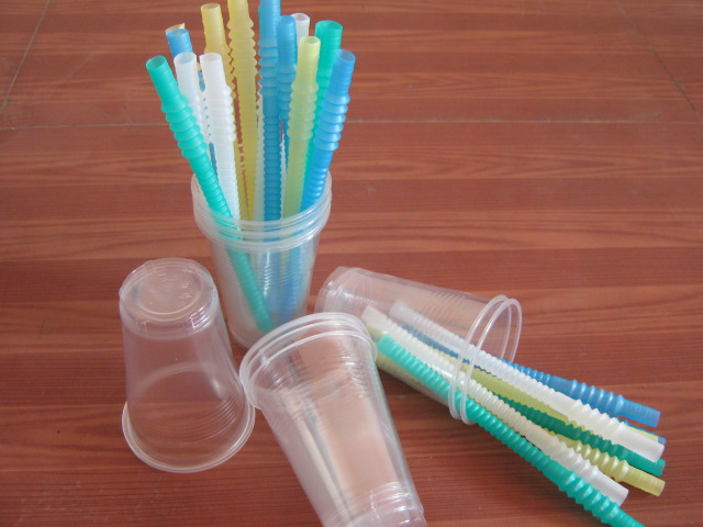 disposable cutley, drinking straw, plastic cup, straws