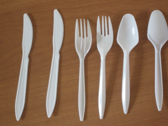 disposable cutlery, plastic fork, plastic spoon, knife