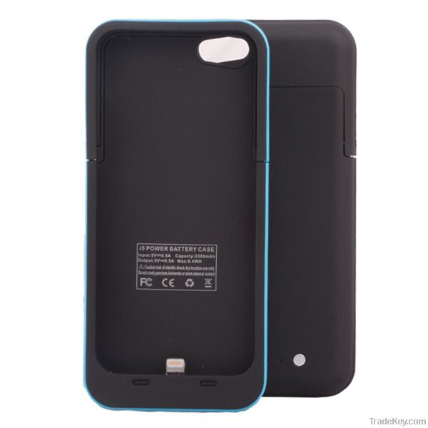 2000mAh Leather External Battery Backup Cover Case For iphone 5