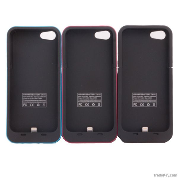 2000mAh Leather External Battery Backup Cover Case For iphone 5