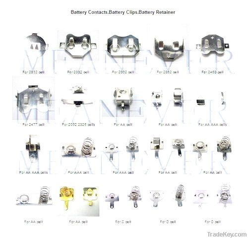 Battery Contacts, Battery Clips And Battery Retainer