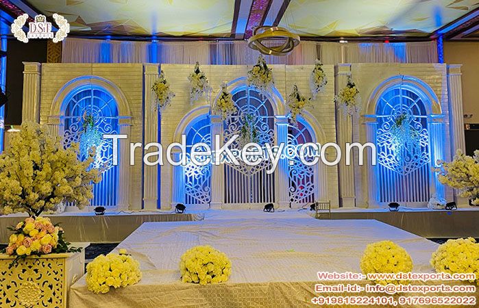  White Victorian Stage for Wedding Reception 