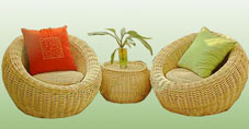 willow sofa, basket, vase