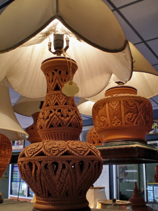 Thai style pottery lamp
